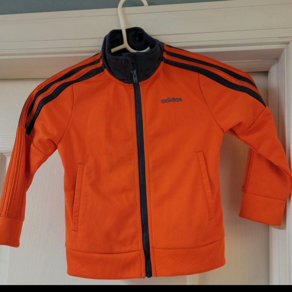 Boys Adidas Track Jacket Orange And Gray Size 4T Used